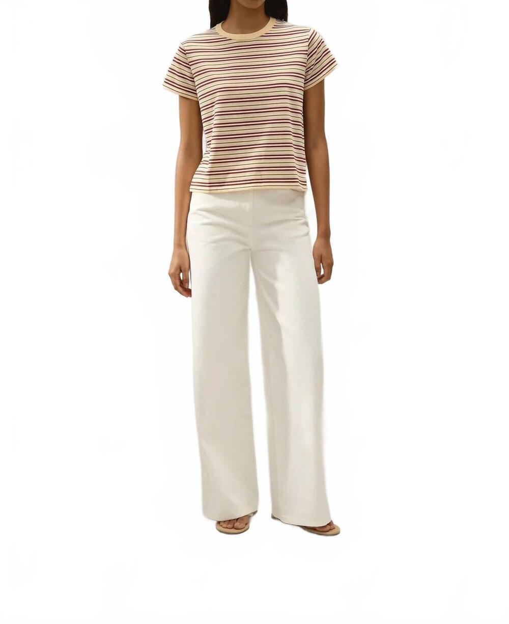 NEW FAITHFULL THE BRAND estela short sleeve t-shirt in cila stripe butter